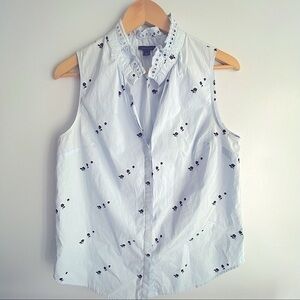 Ann Taylor Sleeveless V Neck Blouse Sz S